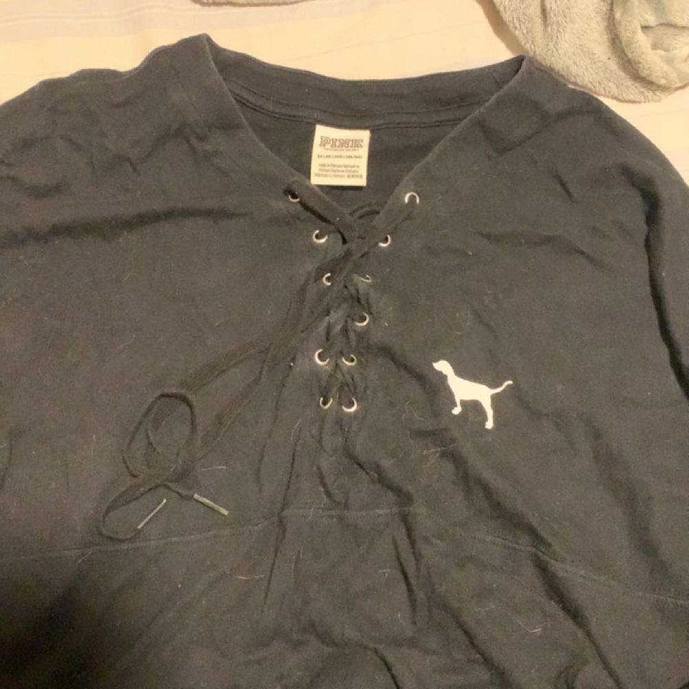 Black Lace-Up Top from PINK